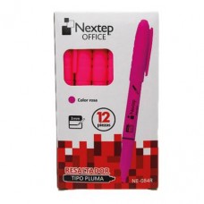 Resaltador Nextep NE-084R Tipo Pluma color Rosa punta Cincel con 12 piezas -
