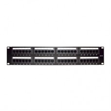 Patch panel UTP de 48 puertos Cat5e 19in, 2U con barra para organizar cable