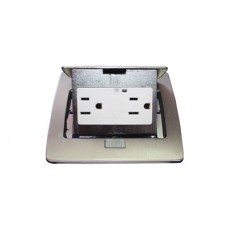 Mini caja de piso rectangular en acero inoxidable con 2 contactos elctricos (11000-21201)