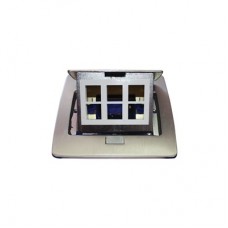Mini caja de piso rectangular para datos y conectores tipo Keystone, Color acero inoxidable (3 puertos) (11000-21202)